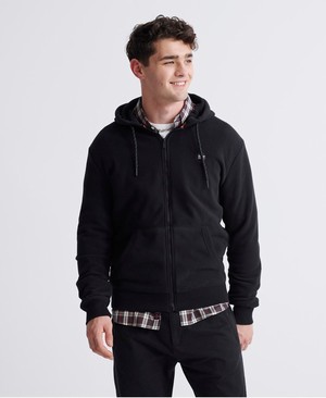 Superdry Collective Polar Fleece Cipzár Férfi Kapucnis Pulóver Fekete | QHKBV7408